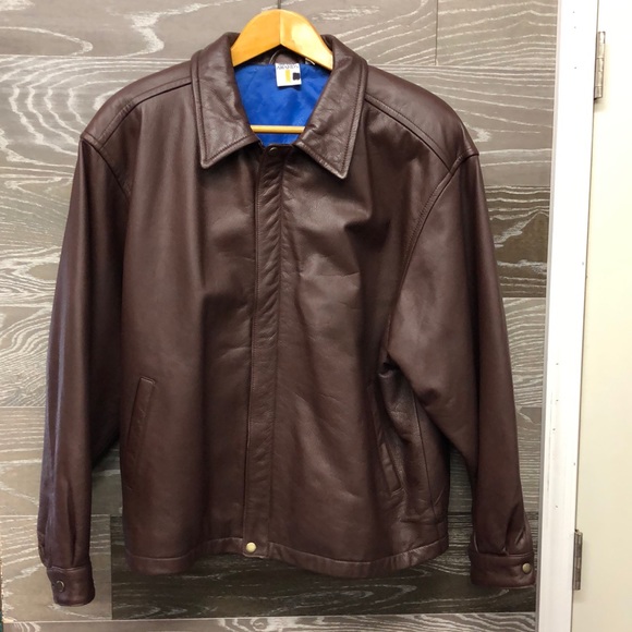 Merit Awards brown leather bomber jacket - Picture 1 of 5